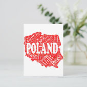 Woordwolk met Poolse termen in een vorm van Polen Briefkaart (Staand voorkant)