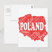 Woordwolk met Poolse termen in een vorm van Polen Briefkaart (Voorkant / Achterkant)