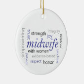 woordwolk van vroedvrouw keramisch ornament (Rechts)