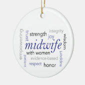 woordwolk van vroedvrouw keramisch ornament (Links)