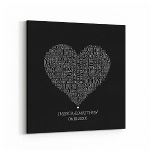 Woordwolk voor huwelijken en jubilea canvas afdruk