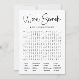 Woordzoeken Bruidsfeest Spelkaart Kaart