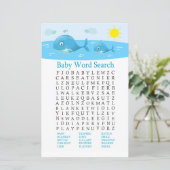 Woordzoekspel voor Baby shower op walvis (Staand voorkant)
