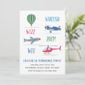 Woosh Vroom Woo Air Kind's verjaardagsfeestje Kaart (Staand voorkant)