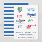 Woosh Vroom Woo Air Kind's verjaardagsfeestje Kaart (Voorkant / Achterkant)