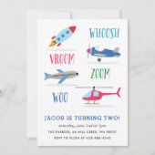 Woosh Vroom Woo Space Rocket Kind verjaardagsfeest Kaart (Voorkant)