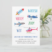 Woosh Vroom Woo Space Rocket Kind verjaardagsfeest Kaart (Staand voorkant)