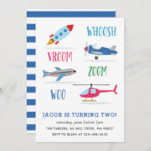 Woosh Vroom Woo Space Rocket Kind verjaardagsfeest Kaart (Voorkant / Achterkant)