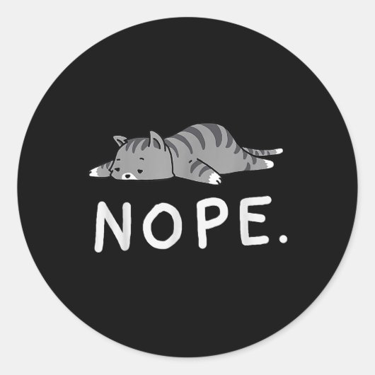 Woot Nope Cat Ronde Sticker (Voorkant)