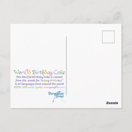 Wor(l)d Birthday Cake Briefkaart (Achterkant)