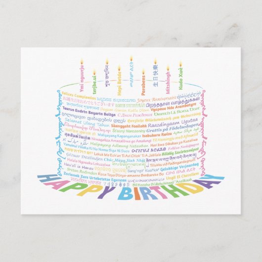 Wor(l)d Birthday Cake Briefkaart (Voorkant)