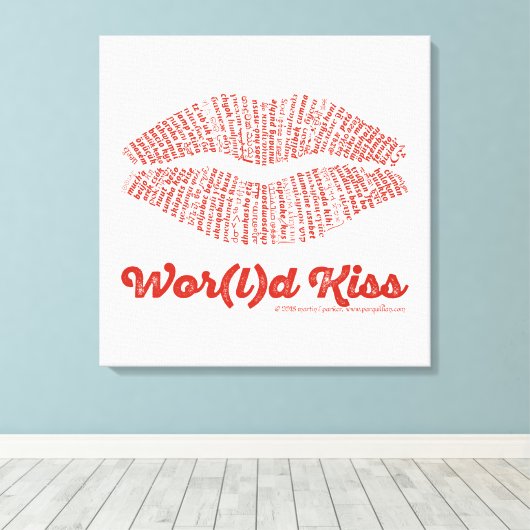 Wor(l)d Kiss Canvas Print (Insitu (Houten vloer))