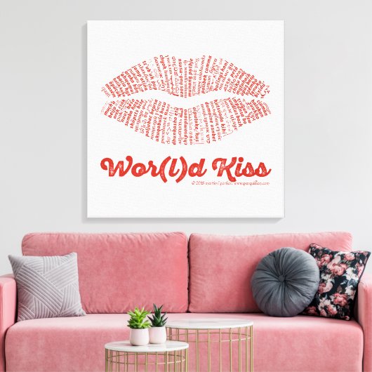 Wor(l)d Kiss Canvas Print (Insitu (Woonkamer))