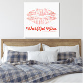Wor(l)d Kiss Canvas Print (Insitu (Slaapkamer))