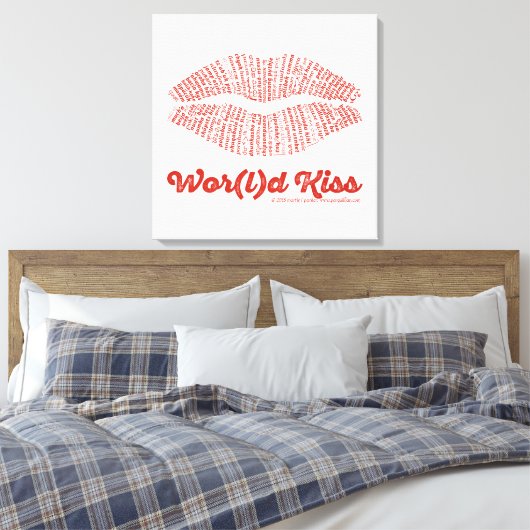 Wor(l)d Kiss Canvas Print (Insitu (Slaapkamer))