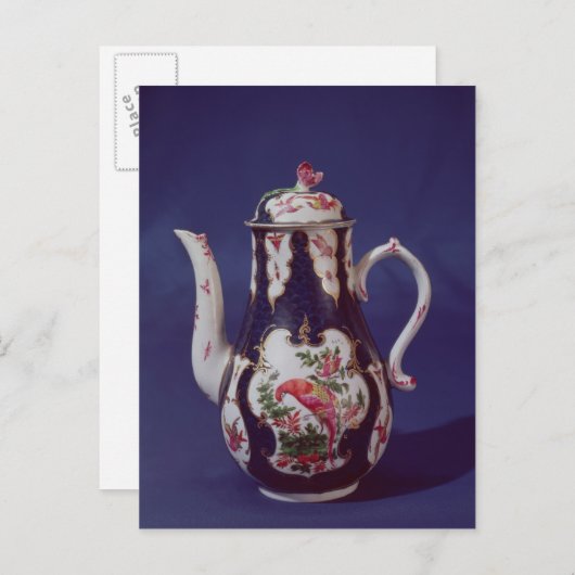Worcester koffiepot, versierd met vogels briefkaart (Voorkant / Achterkant)