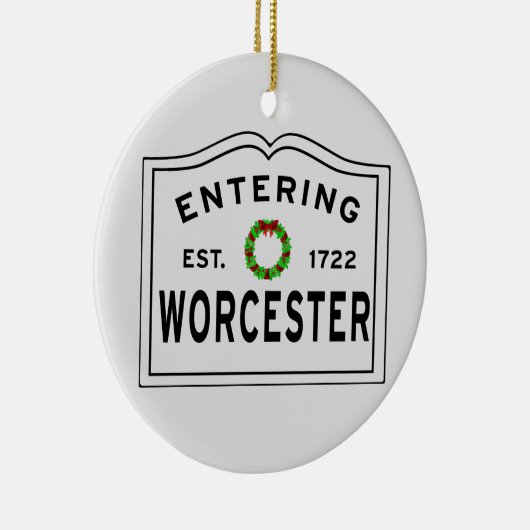 Worcester, MA Holiday Wreater Ceramic Ornament (Rechts)