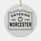 Worcester, MA Holiday Wreater Ceramic Ornament (Voorkant)
