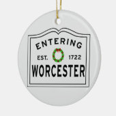 Worcester, MA Holiday Wreater Ceramic Ornament (Links)