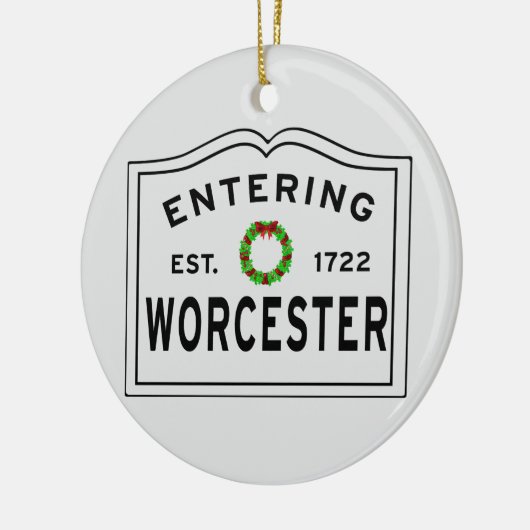 Worcester, MA Holiday Wreater Ceramic Ornament (Links)