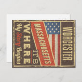 Worcester Massachusetts Briefkaart (Voorkant / Achterkant)