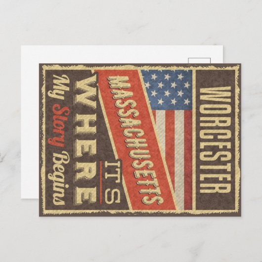 Worcester Massachusetts Briefkaart (Voorkant / Achterkant)