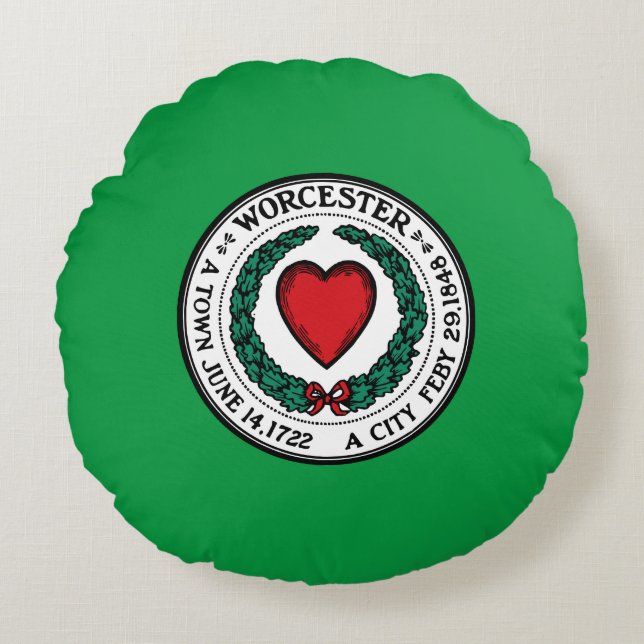 Worcester (Massachusetts) City flag Rond Kussen (Voorkant)