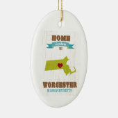 Worcester, Massachusetts Map - Home is waar Keramisch Ornament (Rechts)