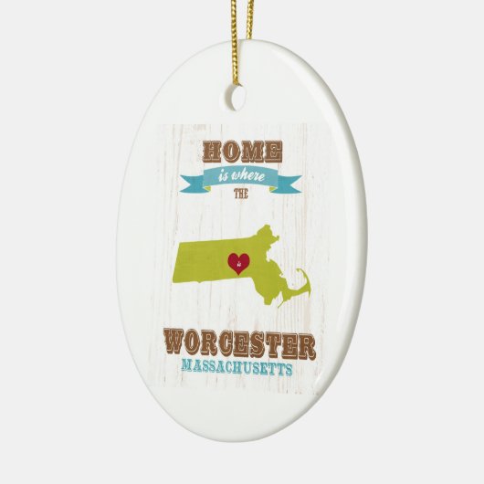 Worcester, Massachusetts Map - Home is waar Keramisch Ornament (Links)