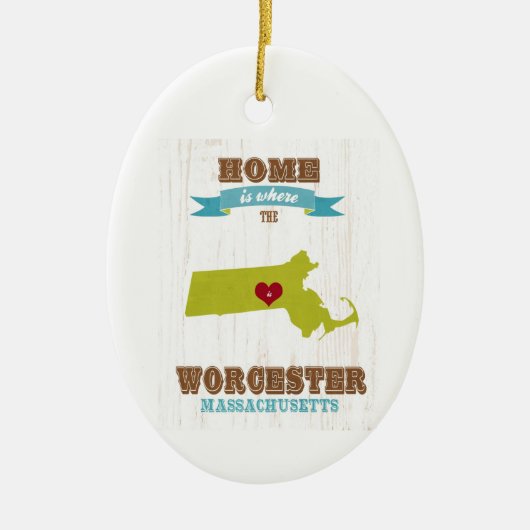 Worcester, Massachusetts Map - Home is waar Keramisch Ornament (Voorkant)