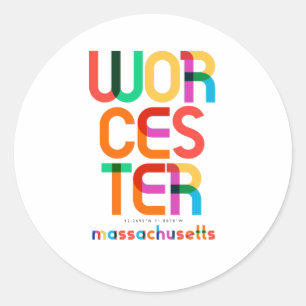 Worcester Massachusetts Middeleeuwen, Pop Art, Ronde Sticker