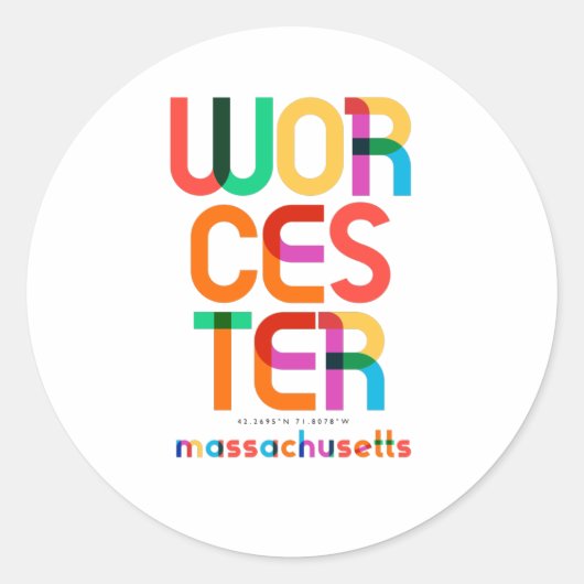 Worcester Massachusetts Middeleeuwen, Pop Art, Ronde Sticker (Voorkant)