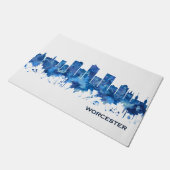 Worcester Massachusetts Skyline Blue Deurmat (Schuin)