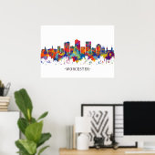 Worcester Massachusetts Skyline Poster (Thuiskantoor)