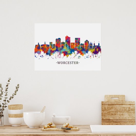 Worcester Massachusetts Skyline Poster (Keuken)