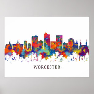 Worcester Massachusetts Skyline Poster