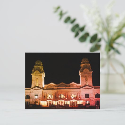 Worcester,  station van de spoorweg MA Briefkaart (Staand voorkant)