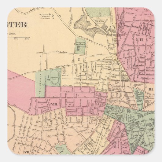 Worcester Vierkante Sticker (Voorkant)