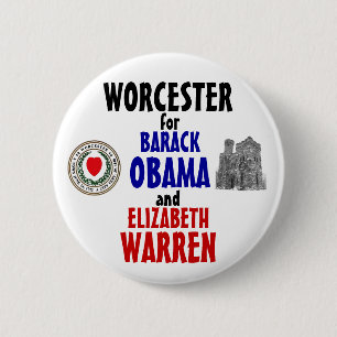 Worcester voor Obama en Warren 2012 Ronde Button 5,7 Cm