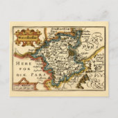 Worcestershire County Map, Engeland Briefkaart (Voorkant)