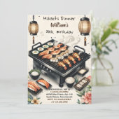 Word 30e verjaardag van chef-kok BBQ Japanese Sush Kaart (Staand voorkant)