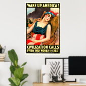 Word Amerika wakker! De beschaving roept iedereen Poster (Thuiskantoor)