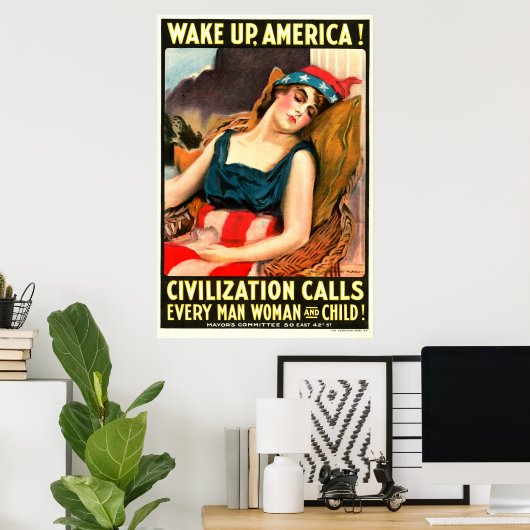 Word Amerika wakker! De beschaving roept iedereen Poster (Thuiskantoor)