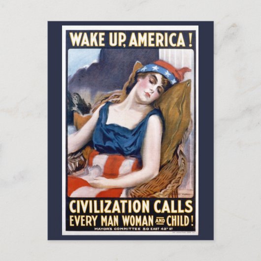 Word Amerika wakker!  Patriottische Freedom Art Briefkaart (Voorkant)