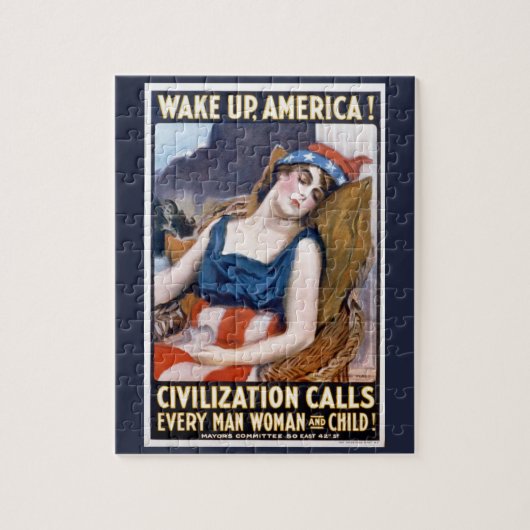 Word Amerika wakker!  Patriottische Freedom Art Legpuzzel (Verticaal)