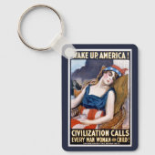Word Amerika wakker!  Patriottische Freedom Art Sleutelhanger (Voorkant)