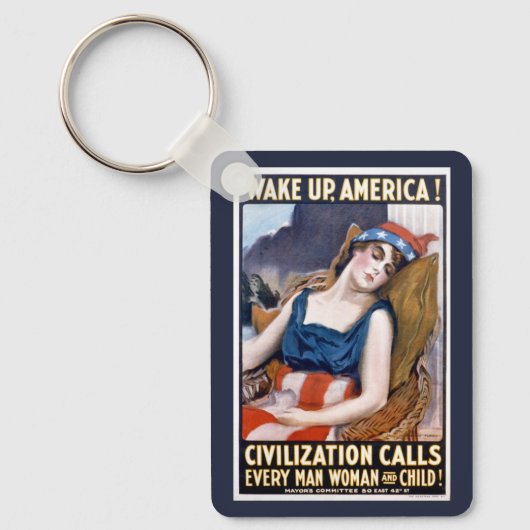Word Amerika wakker!  Patriottische Freedom Art Sleutelhanger (Voorkant)