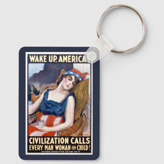 Word Amerika wakker!  Patriottische Freedom Art Sleutelhanger (Achterkant)