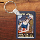 Word Amerika wakker!  Patriottische Freedom Art Sleutelhanger (Voorkant)