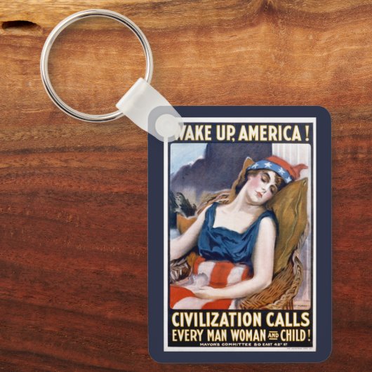 Word Amerika wakker!  Patriottische Freedom Art Sleutelhanger (Voorkant)